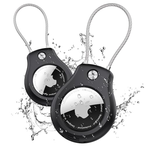 citymore Porte-clés pour AirTag avec câble métallique, noir, lot de 2