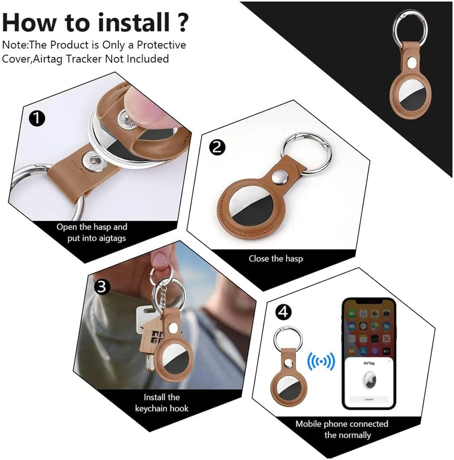 Étui de Protection AirTag en Cuir Porte Clé Anti-Rayures pas cher – Image 4
