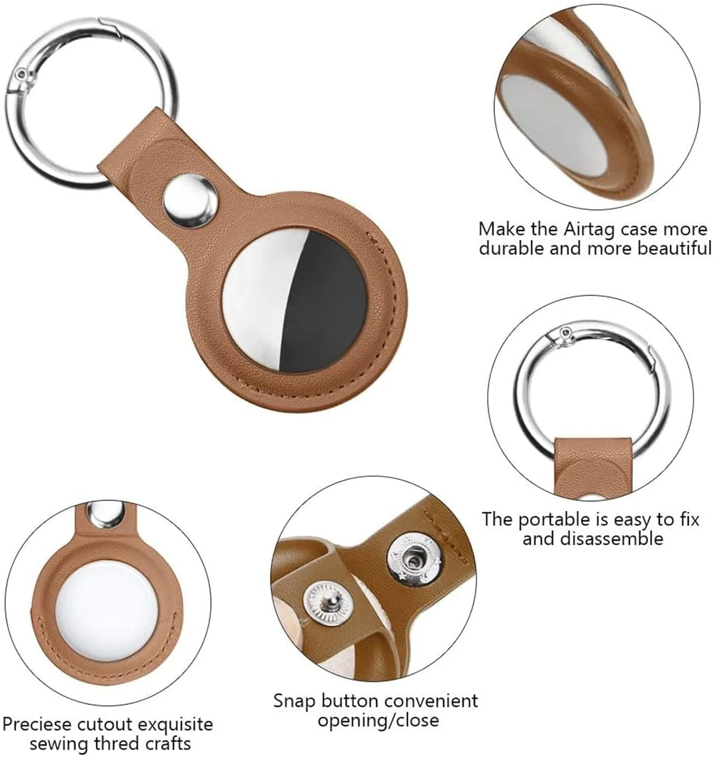 Étui de Protection AirTag en Cuir Porte Clé Anti-Rayures pas cher – Image 2