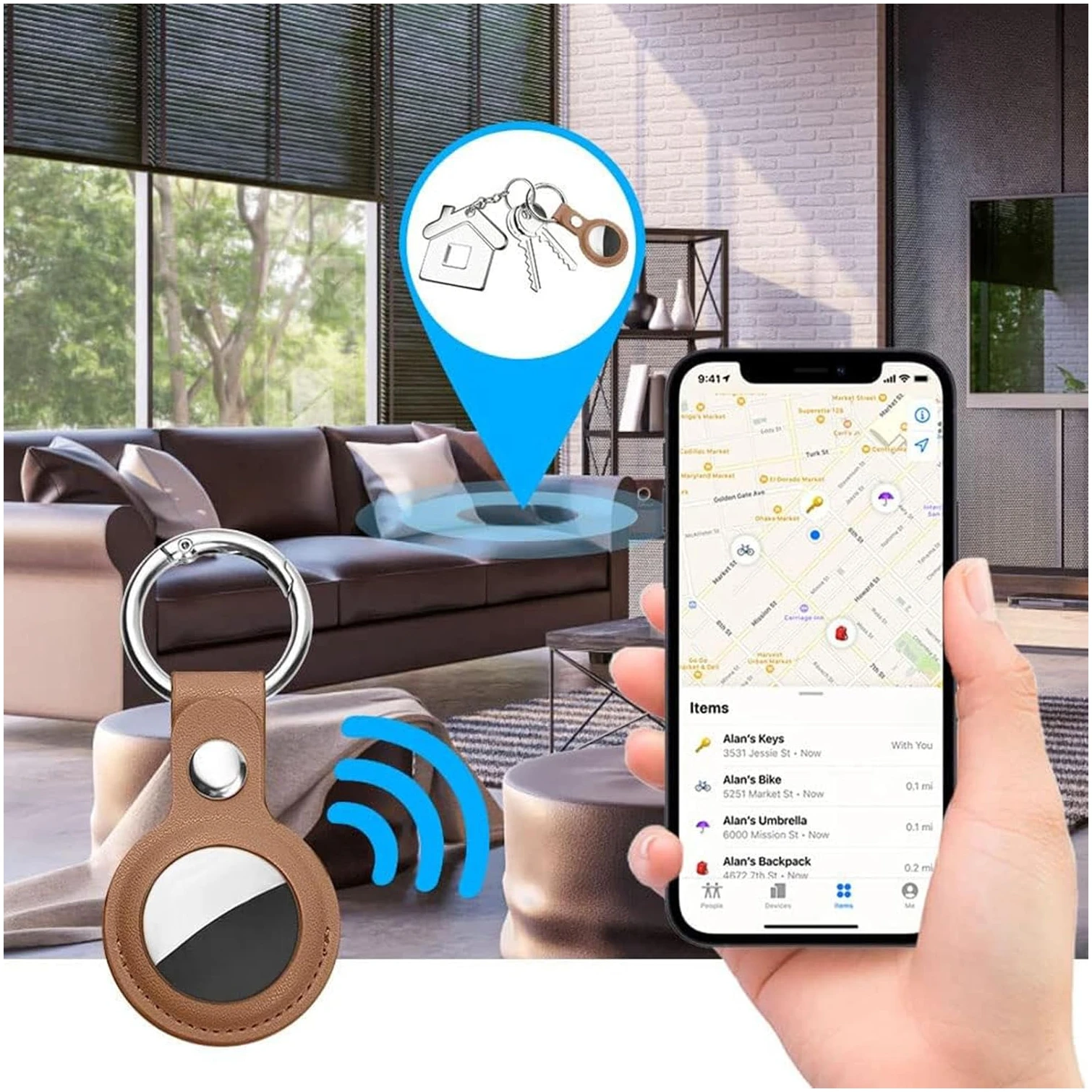 Étui de Protection AirTag en Cuir Porte Clé Anti-Rayures pas cher – Image 5