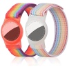 Dingfeiyu Bracelets pour AirTag, nylon arc-en-ciel, lot de 2