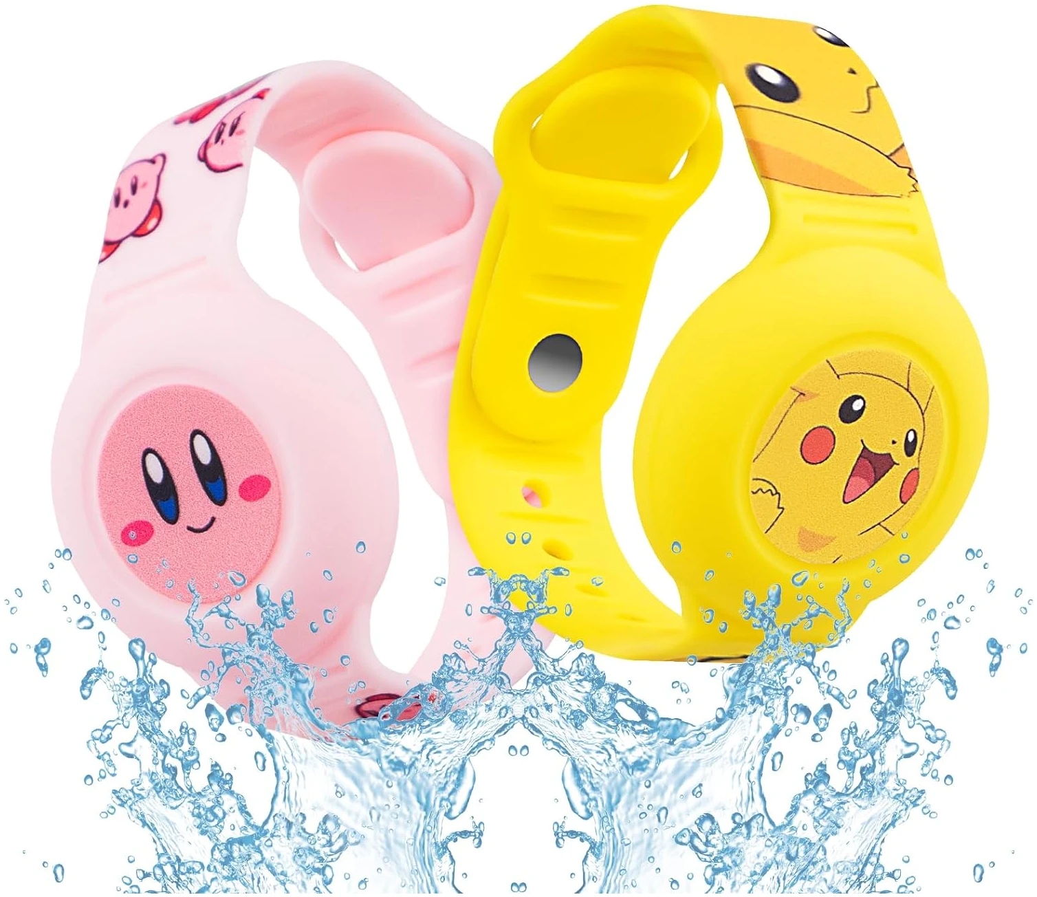 Lot de 2 bracelets Airtag pour enfants avec Pikachu et Kurby