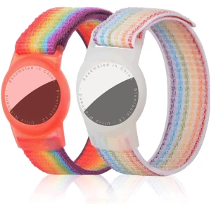Lot de 2 Bracelets Enfant pour AirTag en Nylon, Anti-Rayures