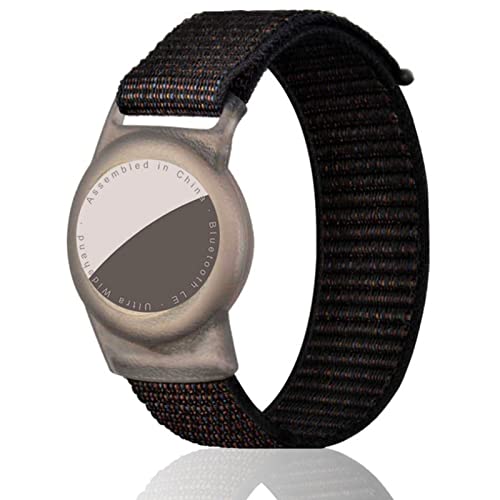 Dingfeiyu Bracelet pour AirTag, nylon noir, réglable