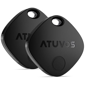 ATUVOS : lot de 2 traceurs Bluetooth noirs pour Localiser Apple (iOS)