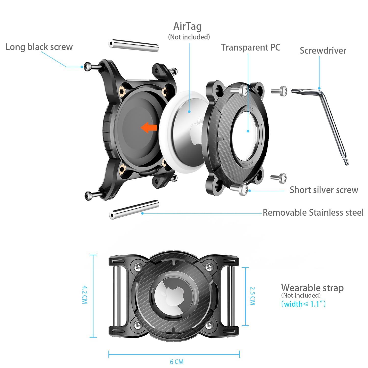 Porte clé AirTag étui anti-chute et anti-rayures bleu – Image 5