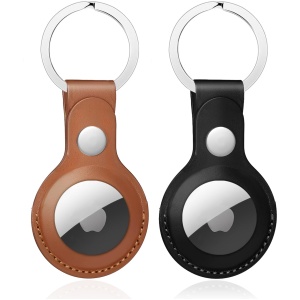 Porte clé AirTag étui protection anti-rayures marron noir