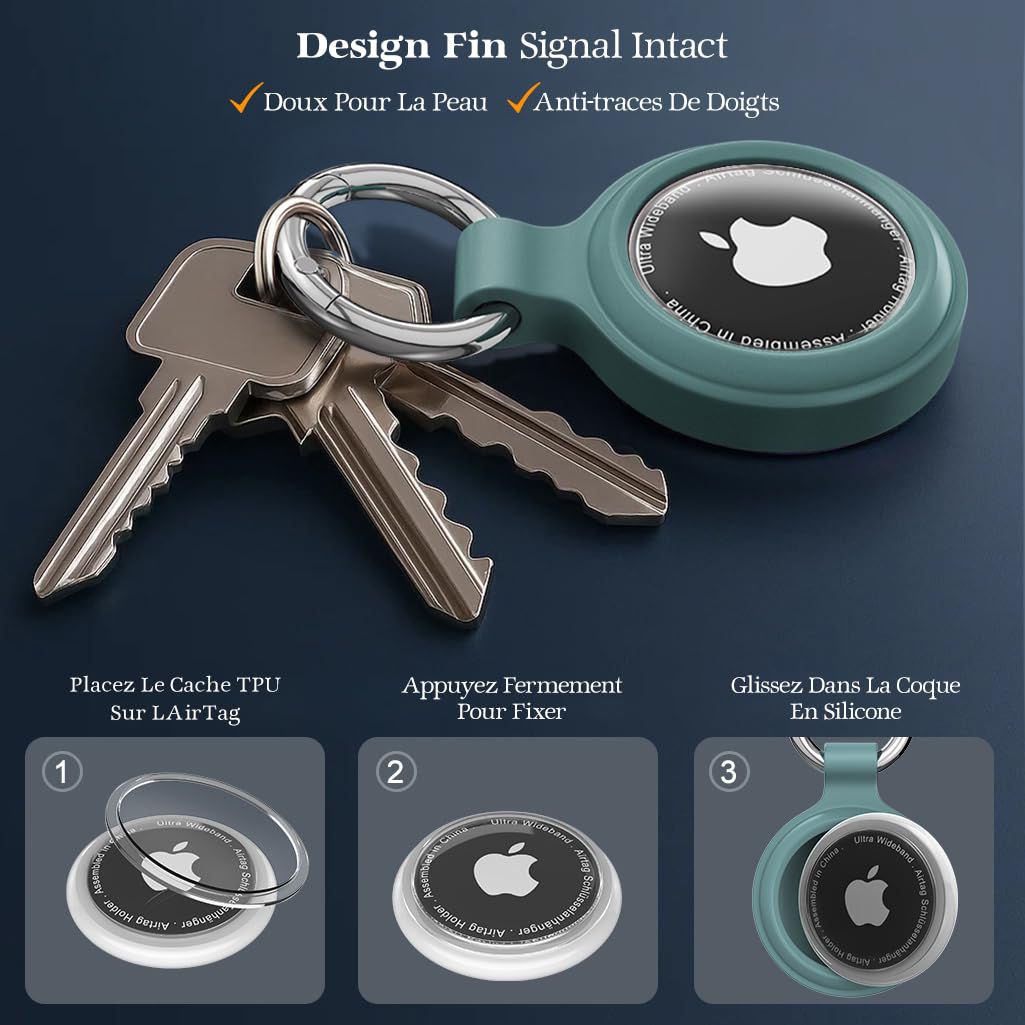 Étui AirTag porte-clés étanche IP67 antichoc lot de 4 – Image 3