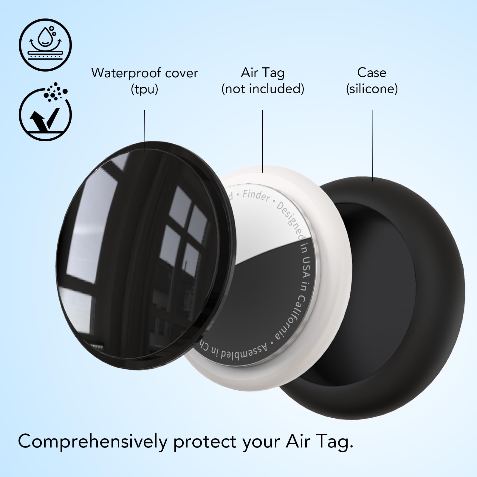 Lot de 4 étuis AirTag SPGUARD pour enfants, étanches avec clip invisible – Image 3