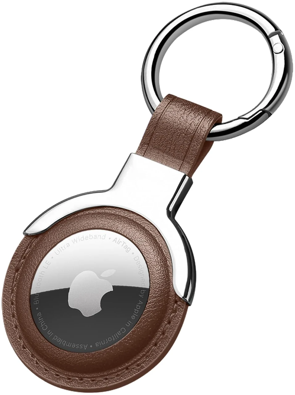 Porte-clés en cuir pour AirTag avec mousqueton et collier animal