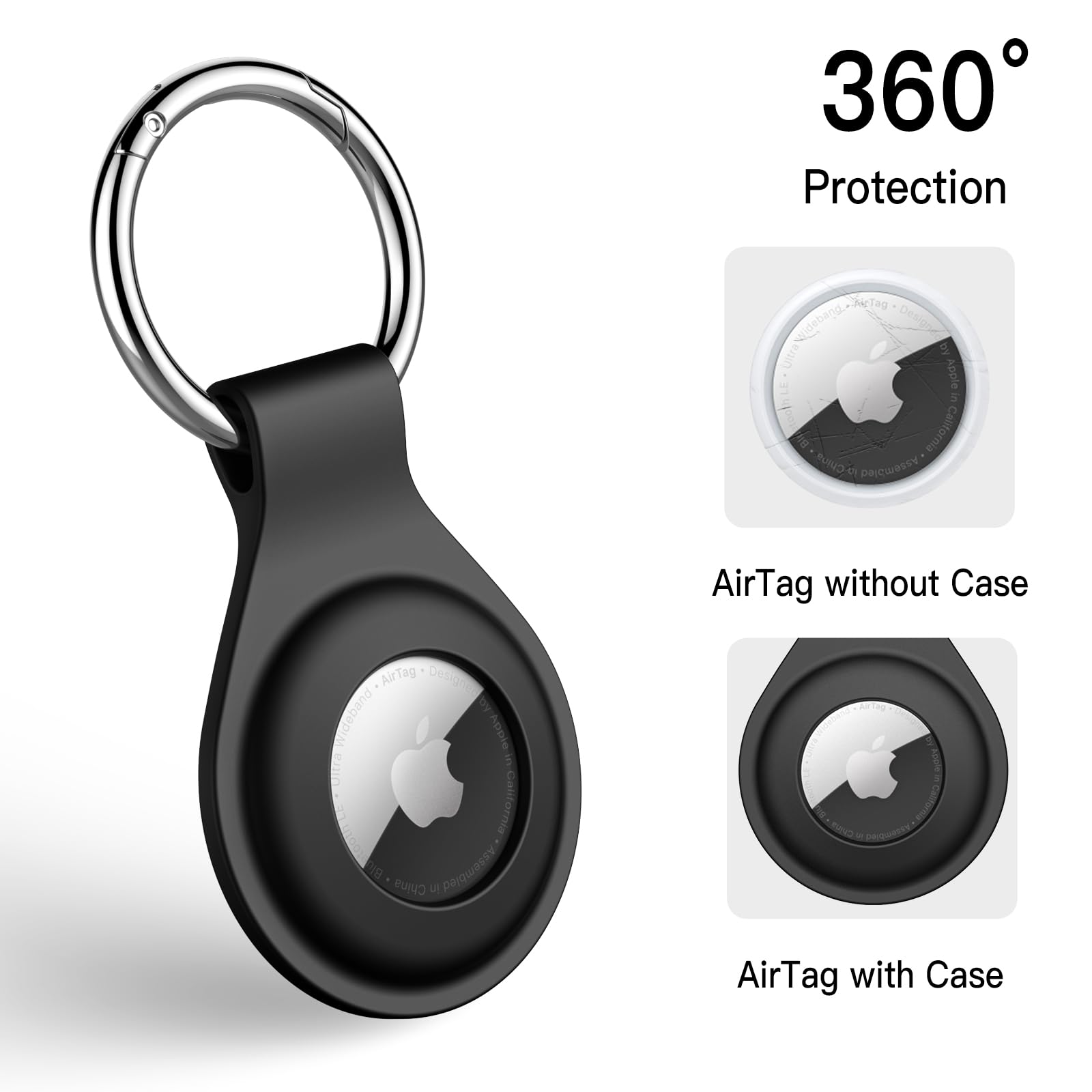 Coque silicone AirTag avec porte-clés JETech lot de 4 noir blanc bleu marine rouge – Image 4