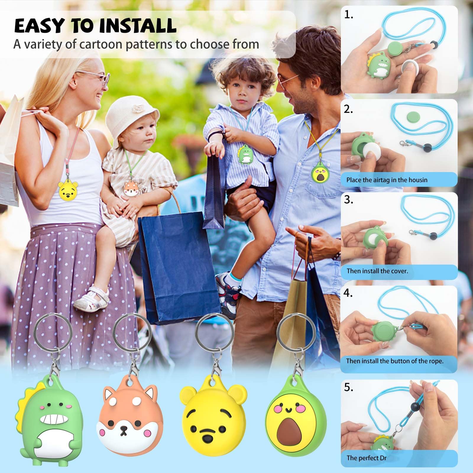 Collier AirTag Enfant Cartoon Silicone Confortable Ajustable – Image 6