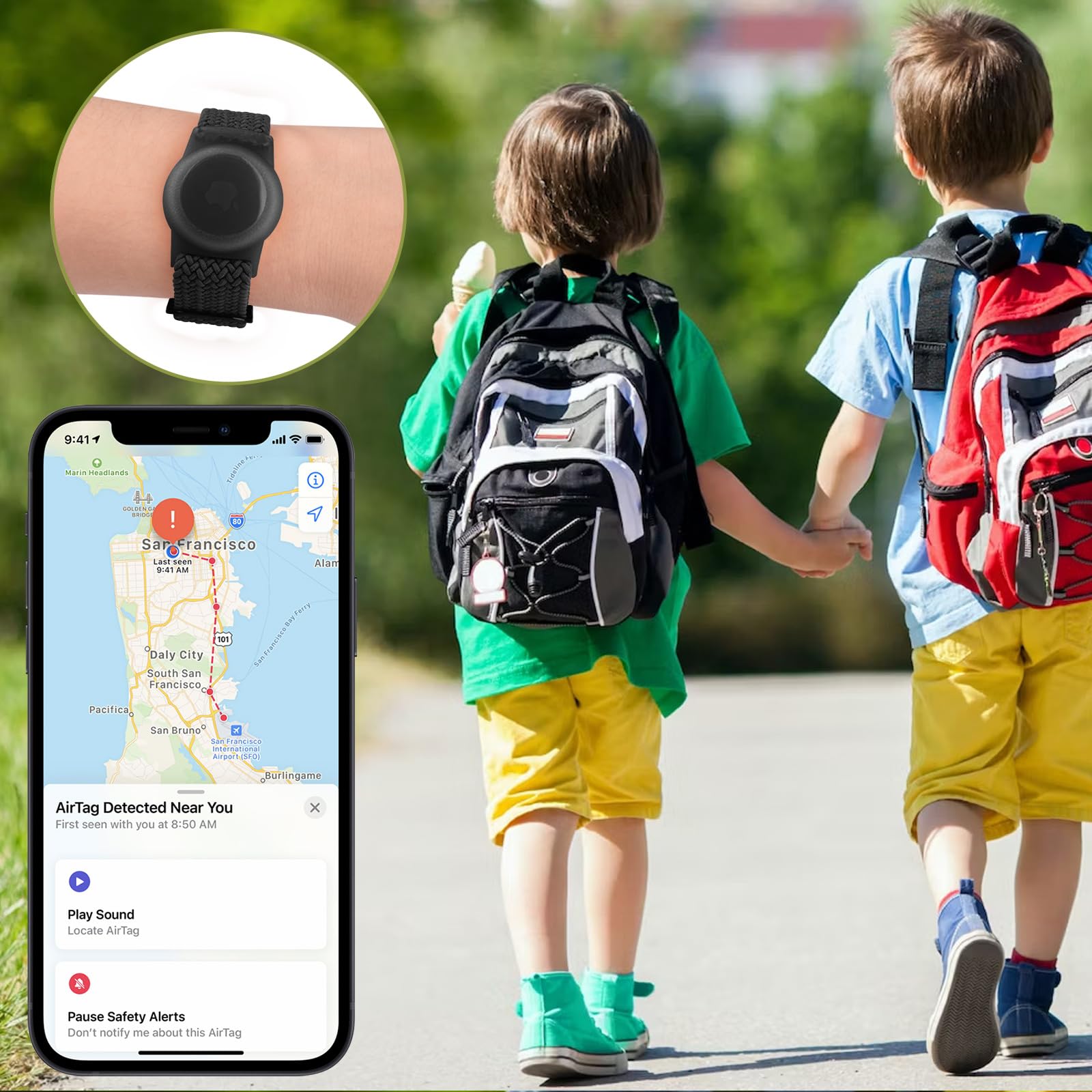 Bracelet AirTag Enfant élastique en Nylon Tressé Vancle – Image 6