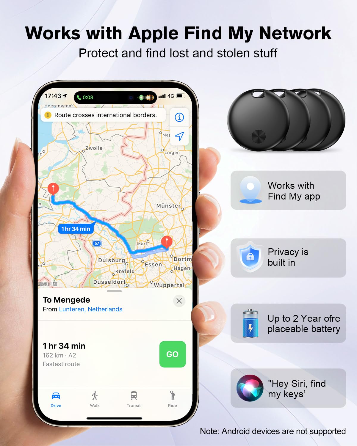 Lot de 4 Traceurs Étanches IP67 - Alternative AirTag Find My – Image 2