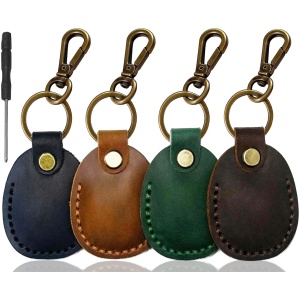 Porte-clés AirTag en cuir véritable avec tournevis cruciforme, fait à la main, résistant aux rayures