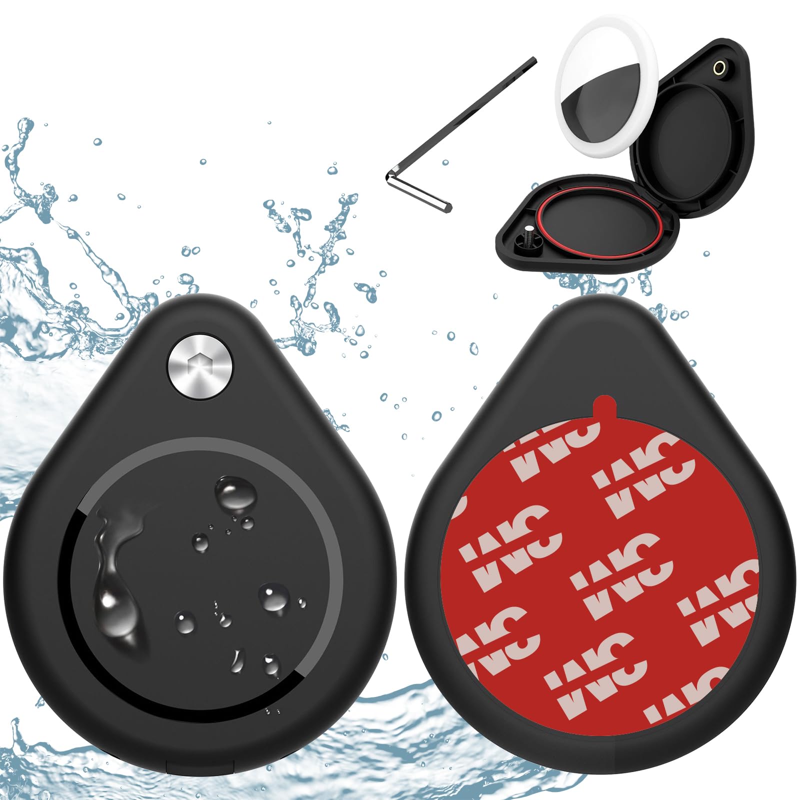 Lot de 2 étuis de protection étanches autocollants pour AirTag, support caché pour vélo, bagage