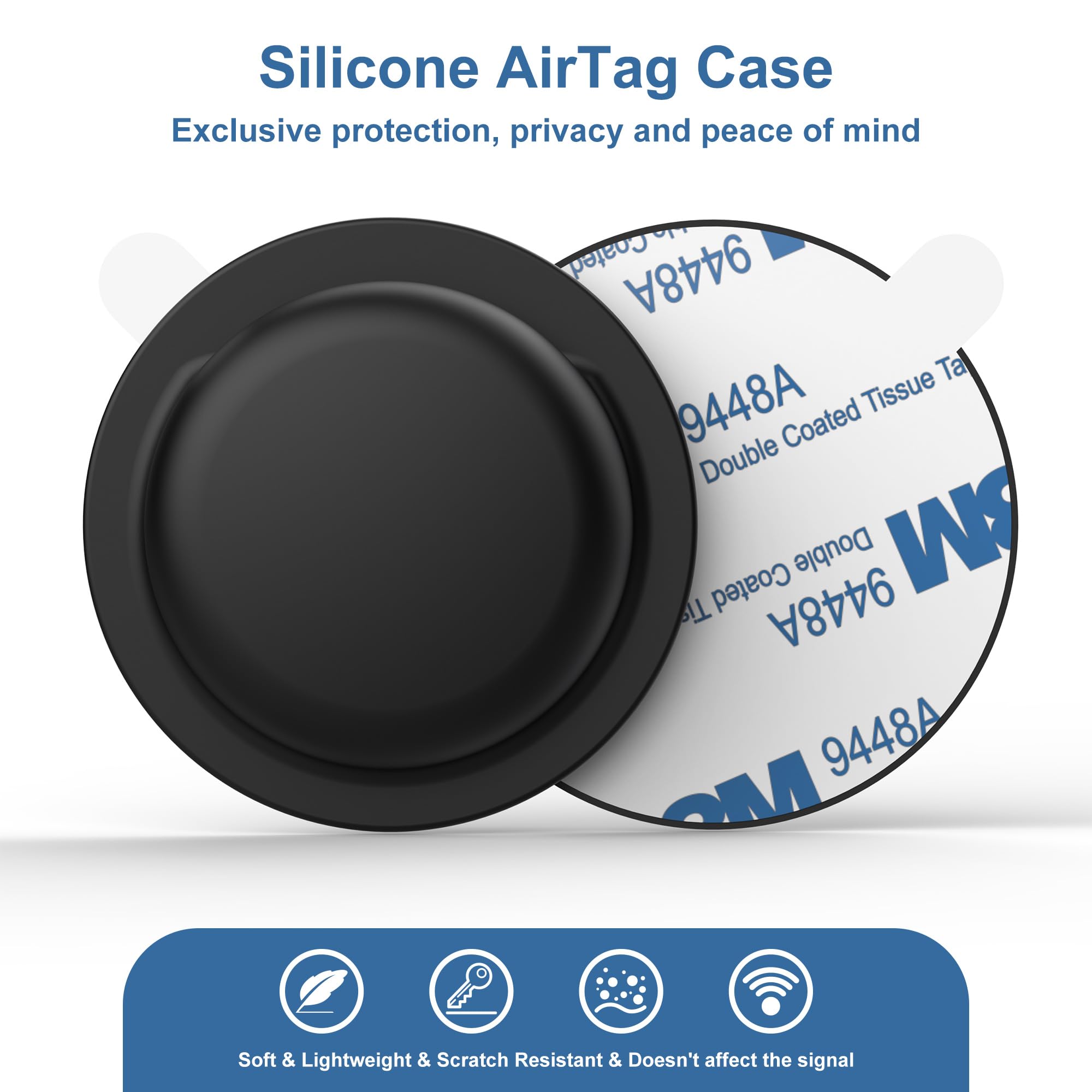 Lot de 2 étuis en silicone pour AirTag avec support adhésif 3M – Image 2