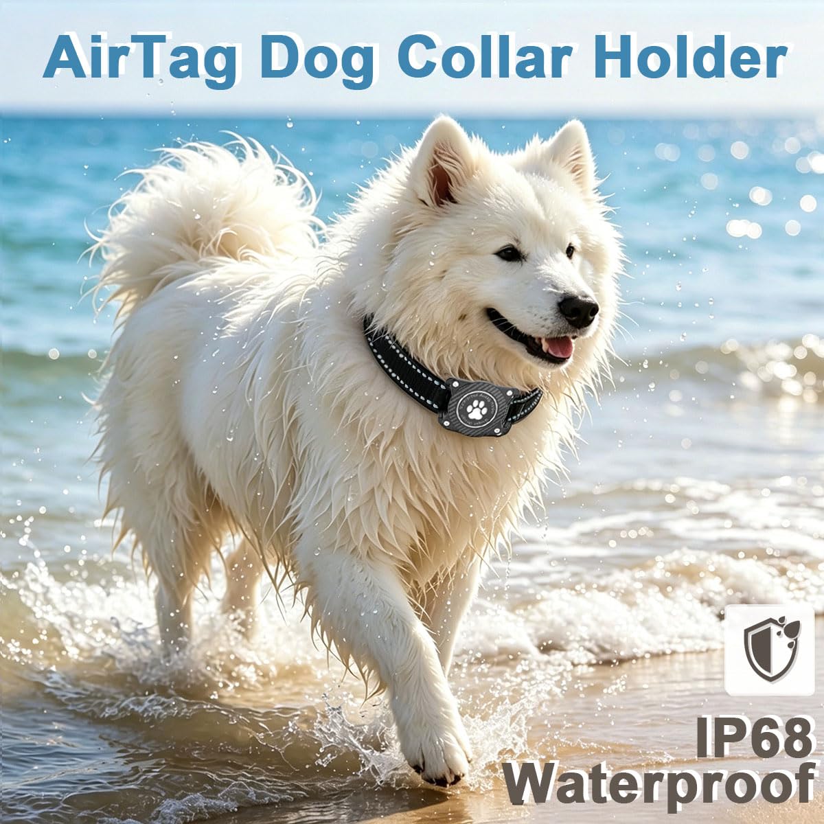 Collier chien étanche IPX8 avec AirTag intégré noir – Image 2