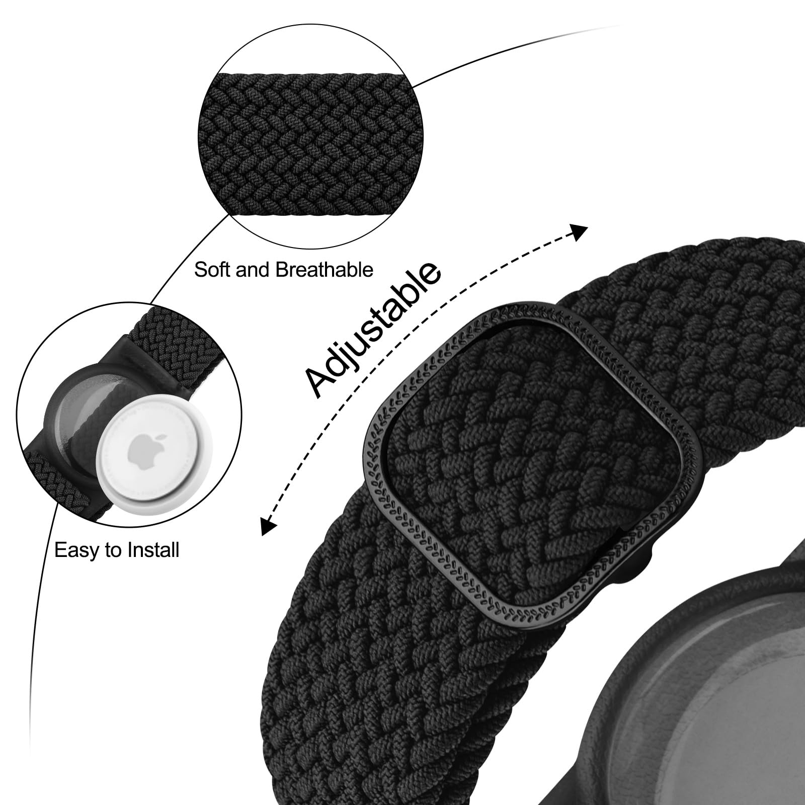 Bracelet AirTag Enfant élastique en Nylon Tressé Vancle – Image 3