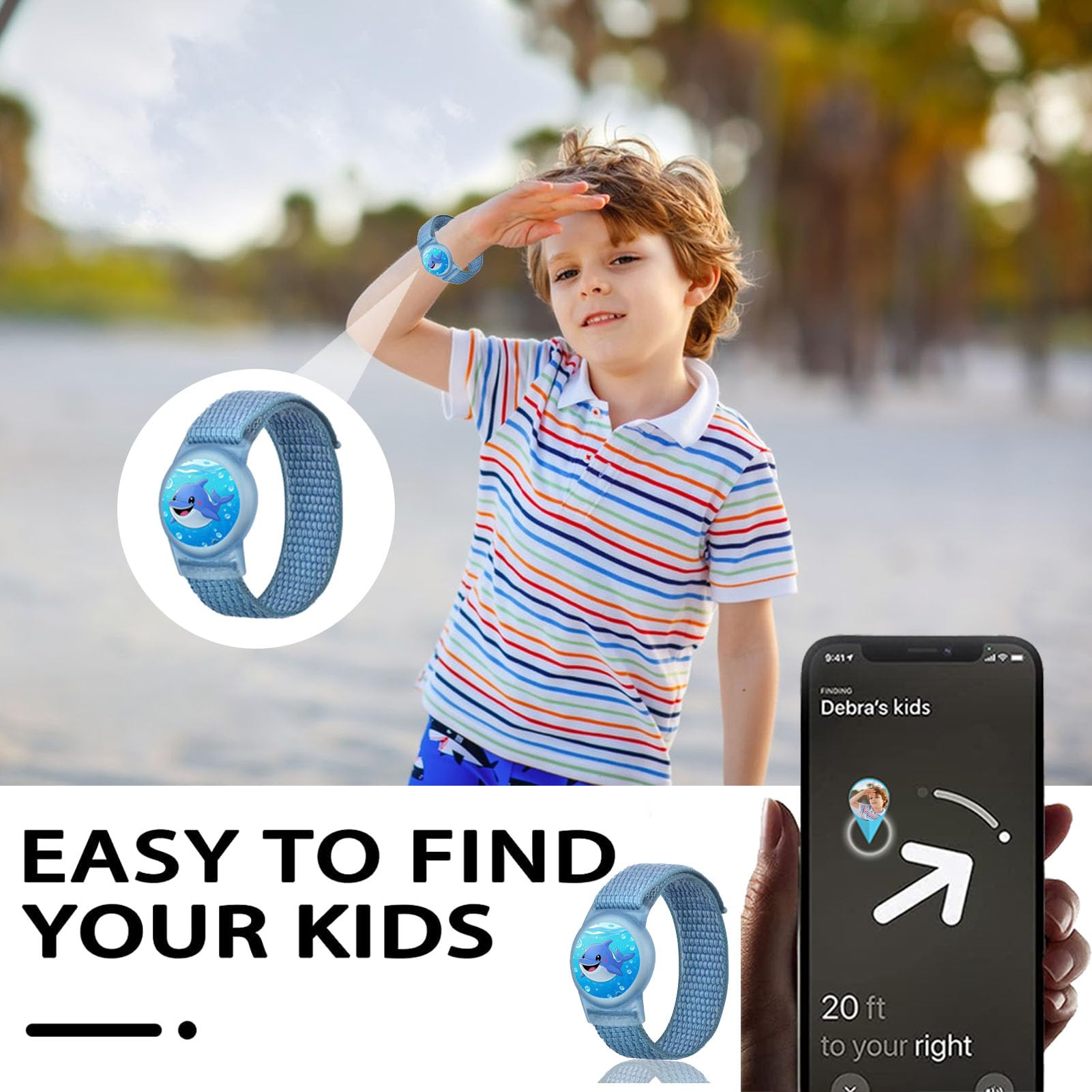 Bracelet enfant AirTag étanche, étui de protection anti-rayures GPS pour enfants ou adultes – Image 3