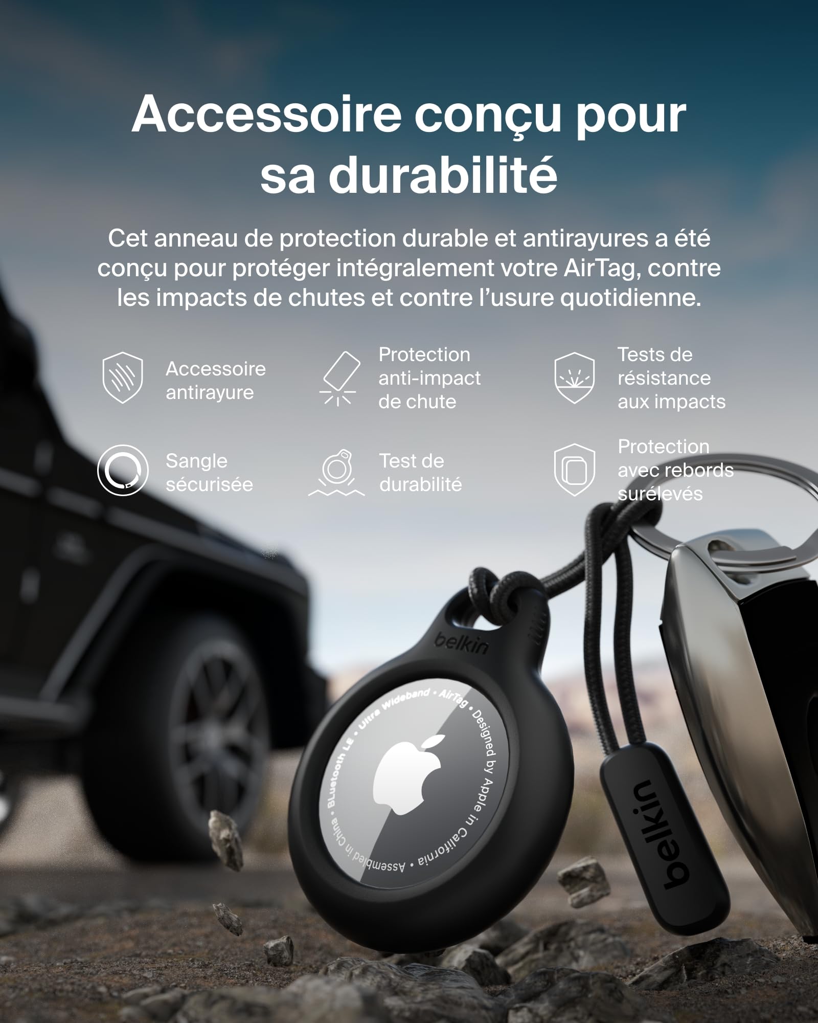 Anneau de protection AirTag avec cordon d'attache Belkin noir – Image 5