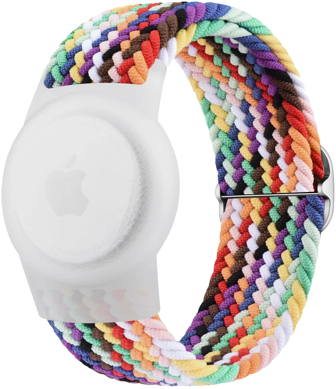 Bracelet AirTag Enfant élastique Nylon Tressé Arc-en-Ciel