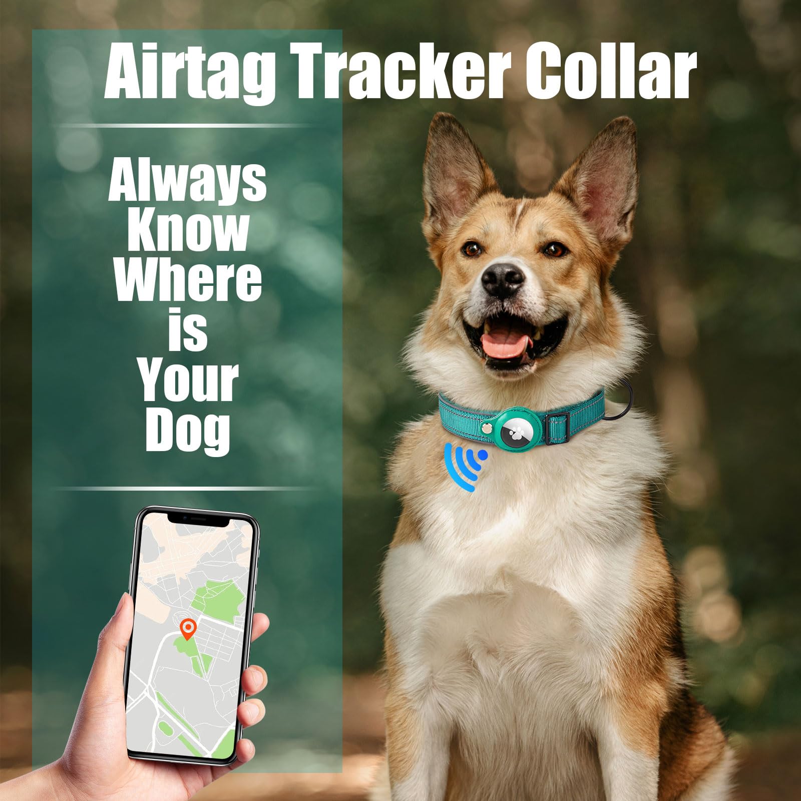 Collier Chien pour AirTag Réfléchissant Réglable en Nylon avec Étui – Image 7