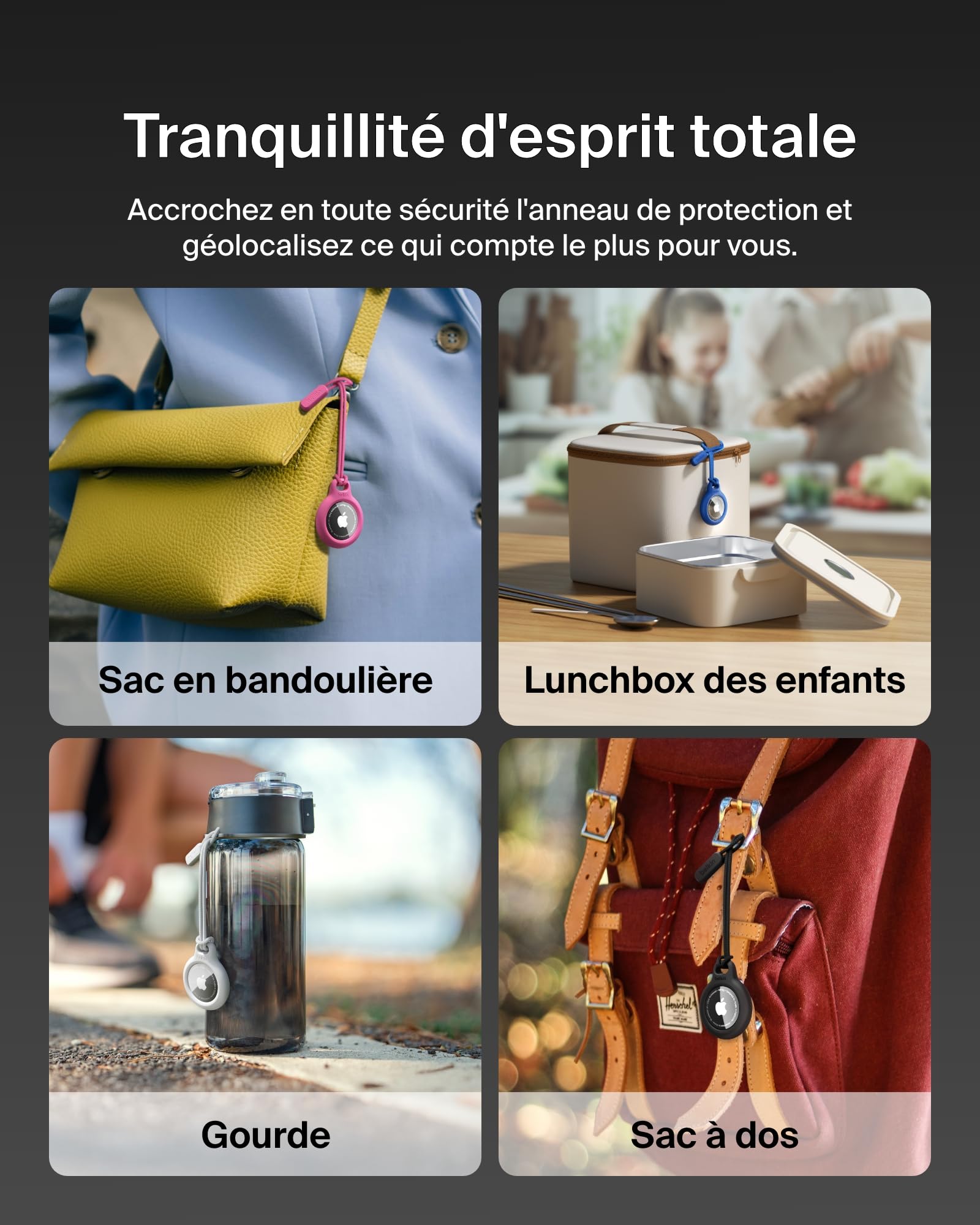 Anneau de protection AirTag avec cordon d'attache Belkin noir – Image 3