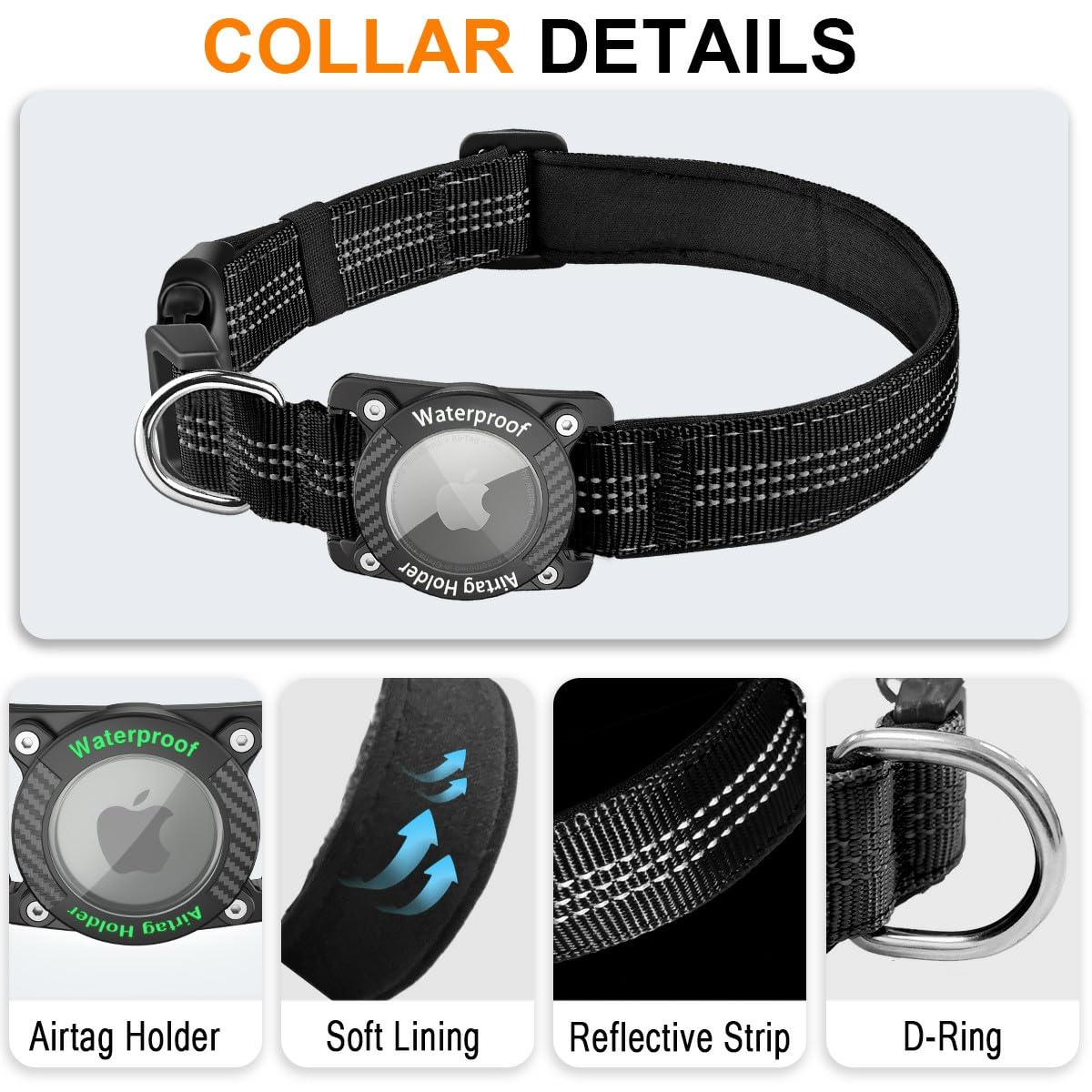 Collier chien réfléchissant étanche pour AirTag, sécurité nocturne – Image 5