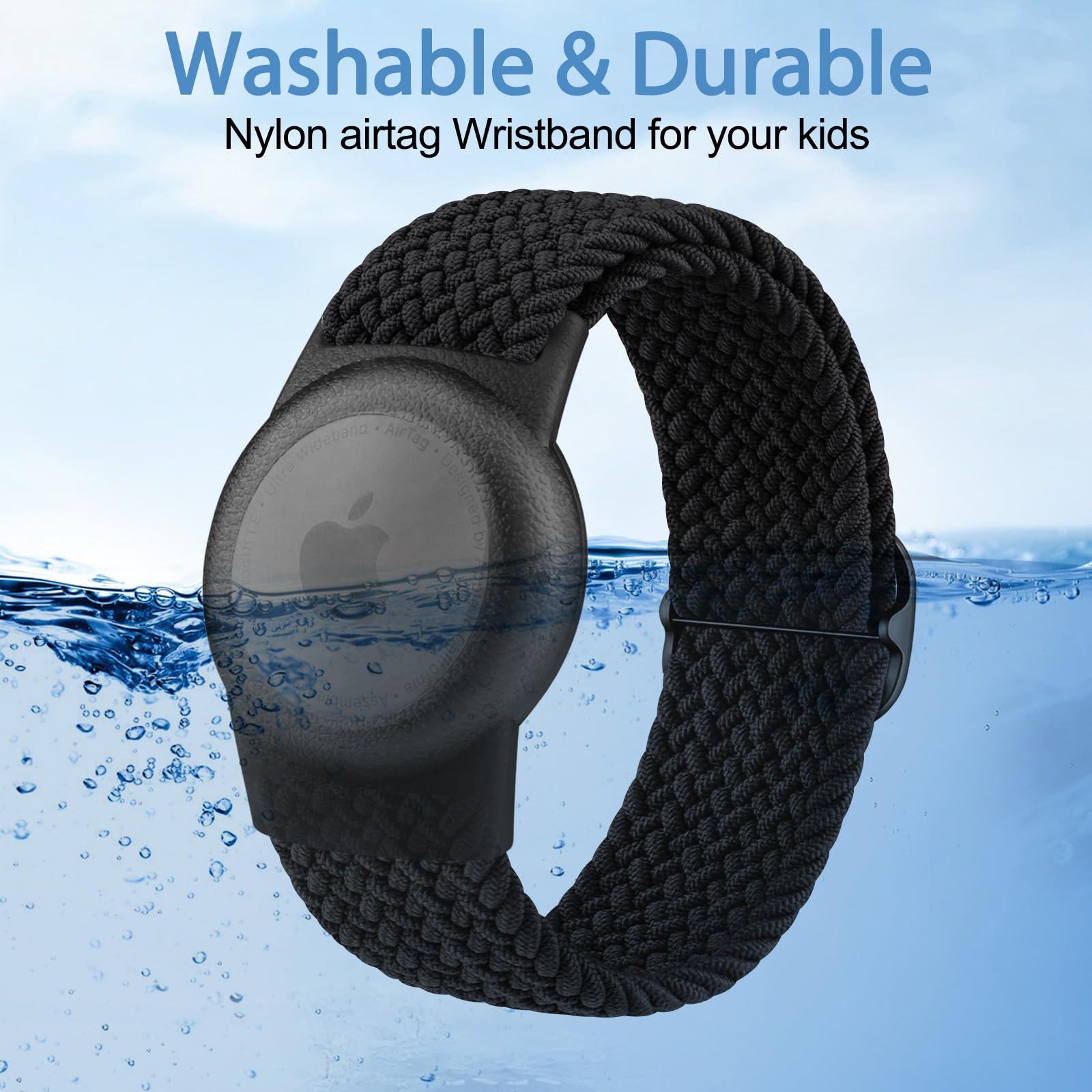 Bracelet AirTag Enfant élastique en Nylon Tressé Vancle – Image 4