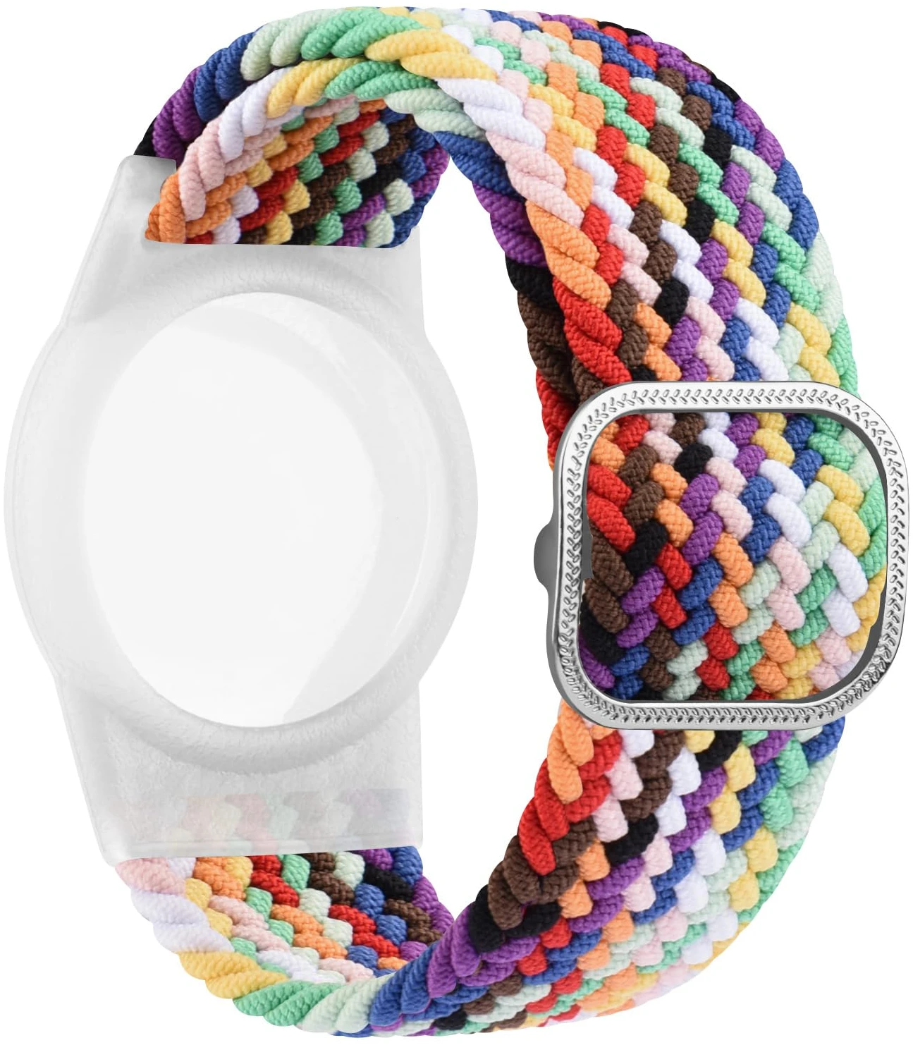 Bracelet AirTag Enfant élastique Nylon Tressé Arc-en-Ciel – Image 3