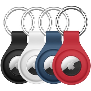 Coque silicone AirTag avec porte-clés JETech lot de 4 noir blanc bleu marine rouge