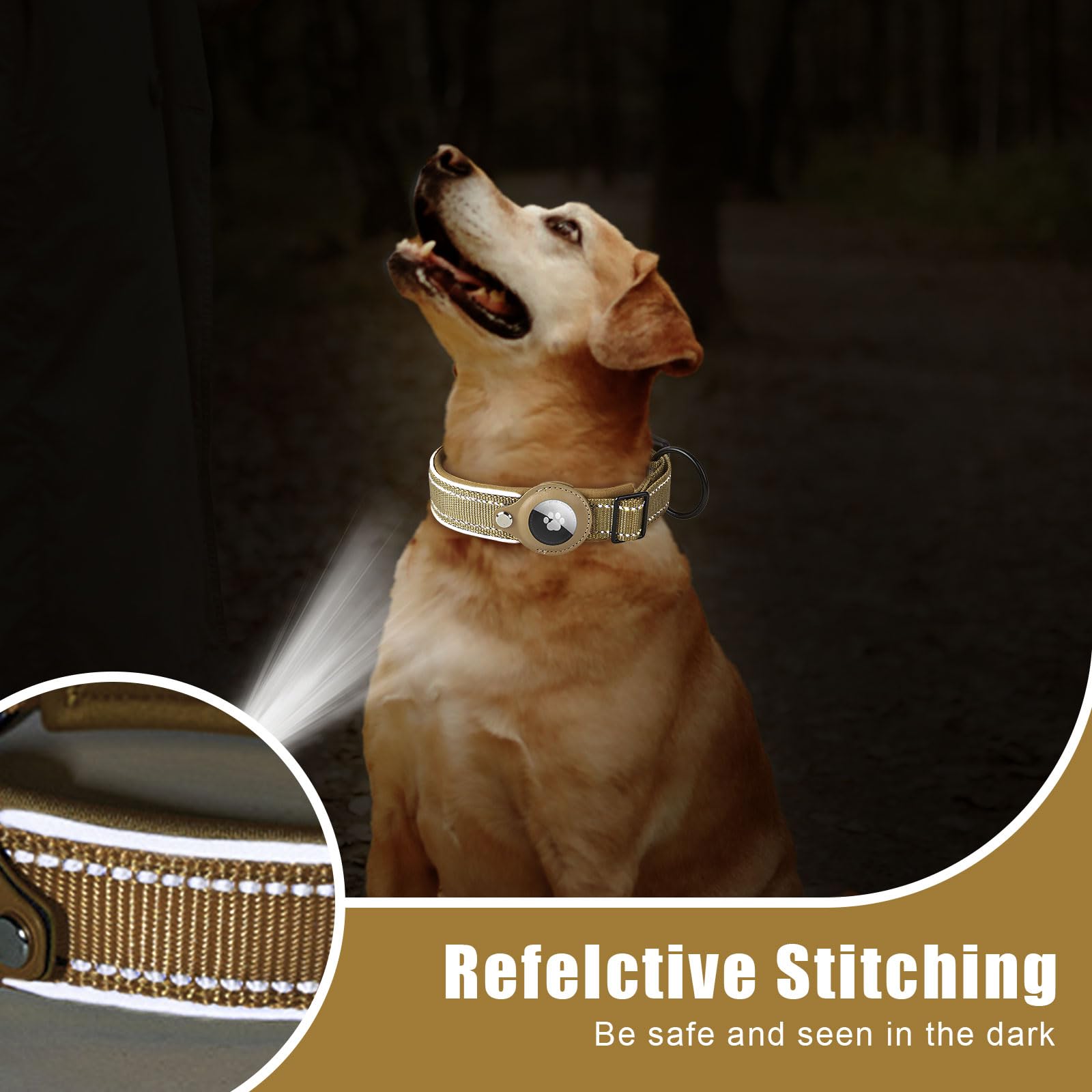 Collier Chien pour AirTag Réfléchissant Réglable en Nylon avec Étui – Image 4