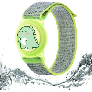 Bracelet enfant AirTag étanche étui protection anti-rayures GPS réglable dinosaure vert