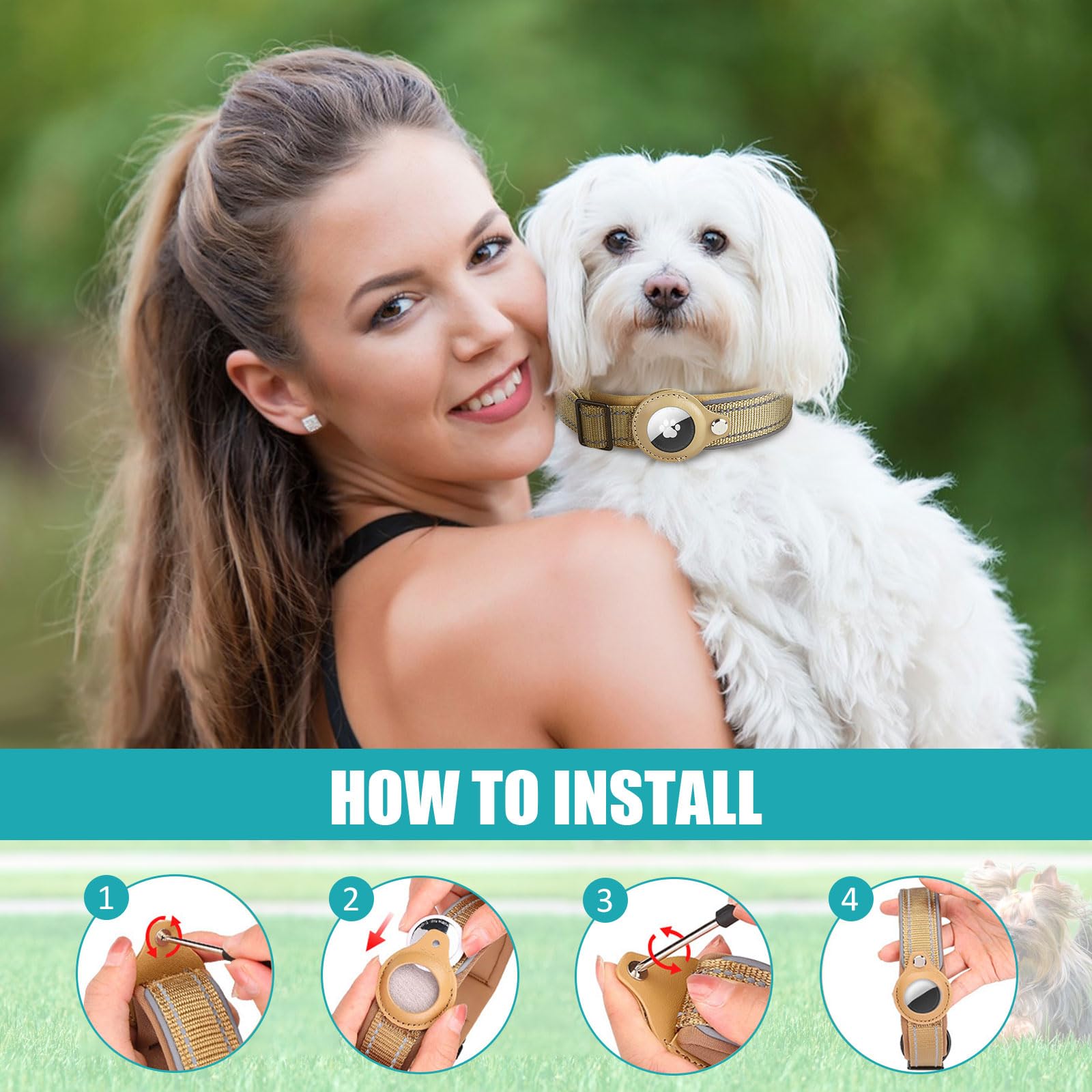 Collier Chien pour AirTag Réfléchissant Réglable en Nylon avec Étui – Image 6