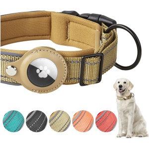 Collier Chien pour AirTag Réfléchissant Réglable en Nylon avec Étui