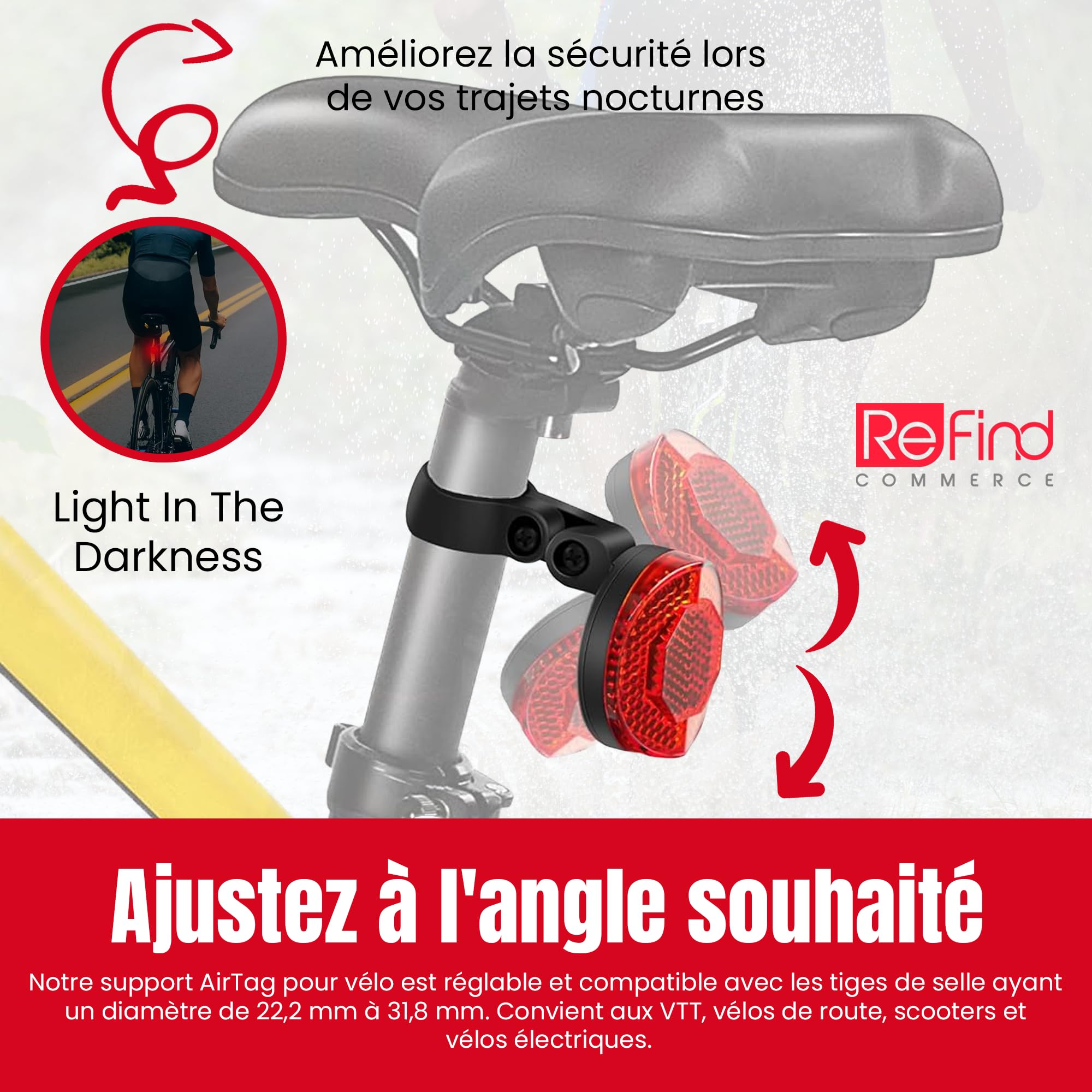 Réflecteur antivol vélo avec support AirTag caché – Image 5