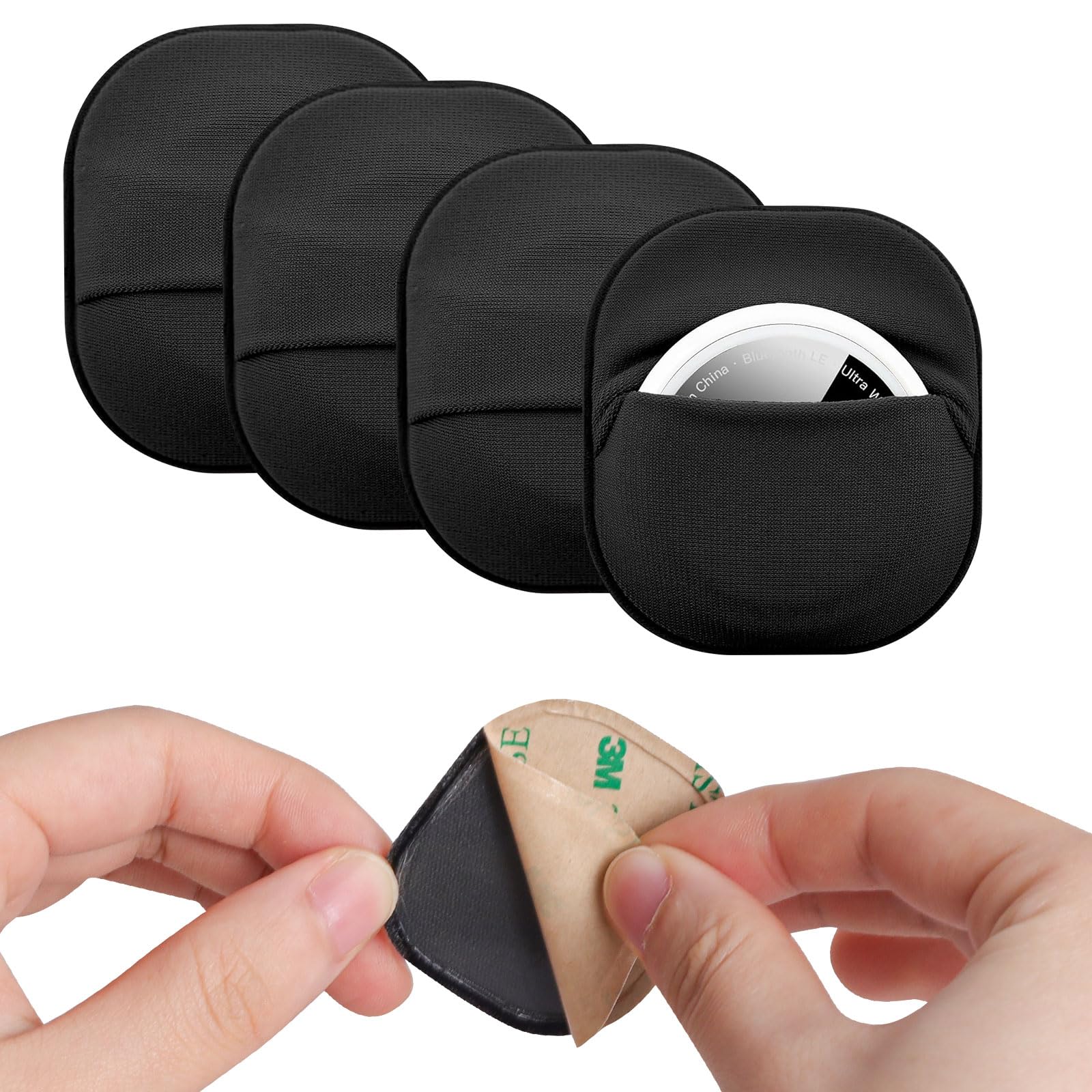 Lot de 4 supports adhésifs AirTag et Moto Tag, étuis en tissu avec dos 3M