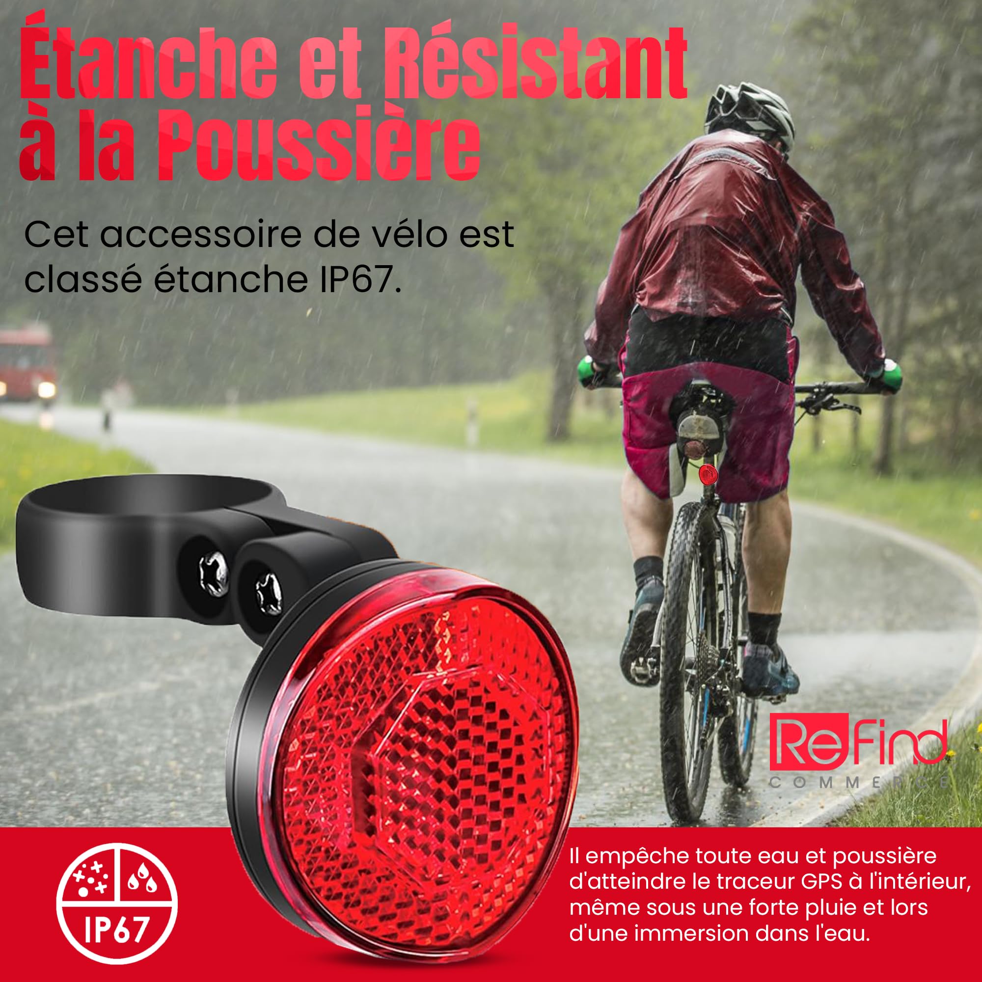 Réflecteur antivol vélo avec support AirTag caché – Image 3
