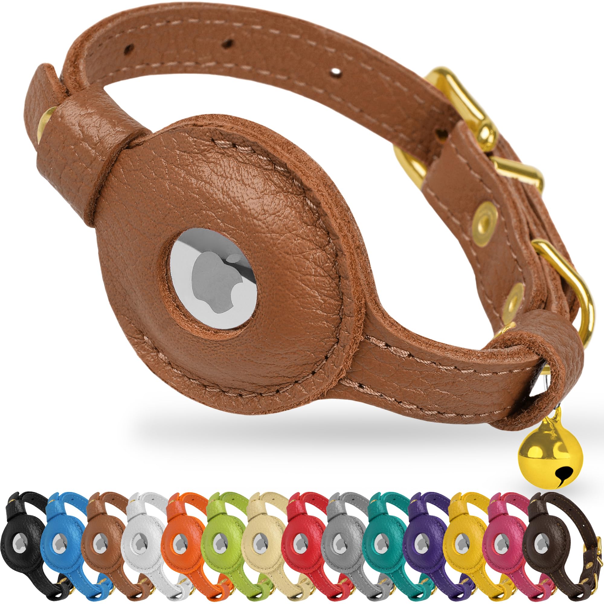 Collier AirTag en Cuir pour Chat avec Clochette OOPSDOGGY