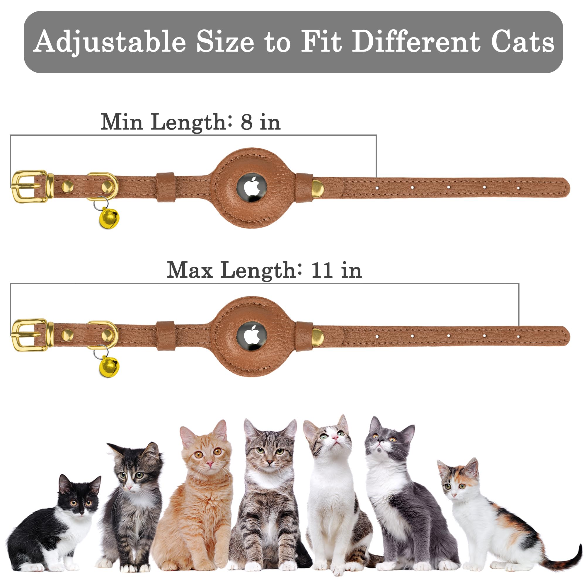Collier AirTag en Cuir pour Chat avec Clochette OOPSDOGGY – Image 4