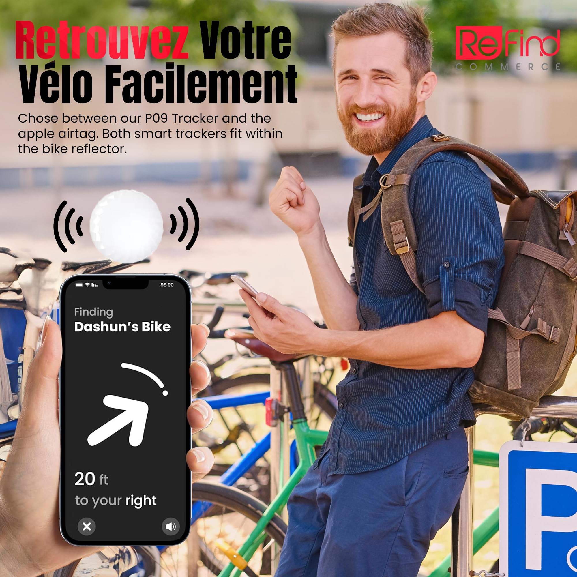Réflecteur antivol vélo avec support AirTag caché – Image 4