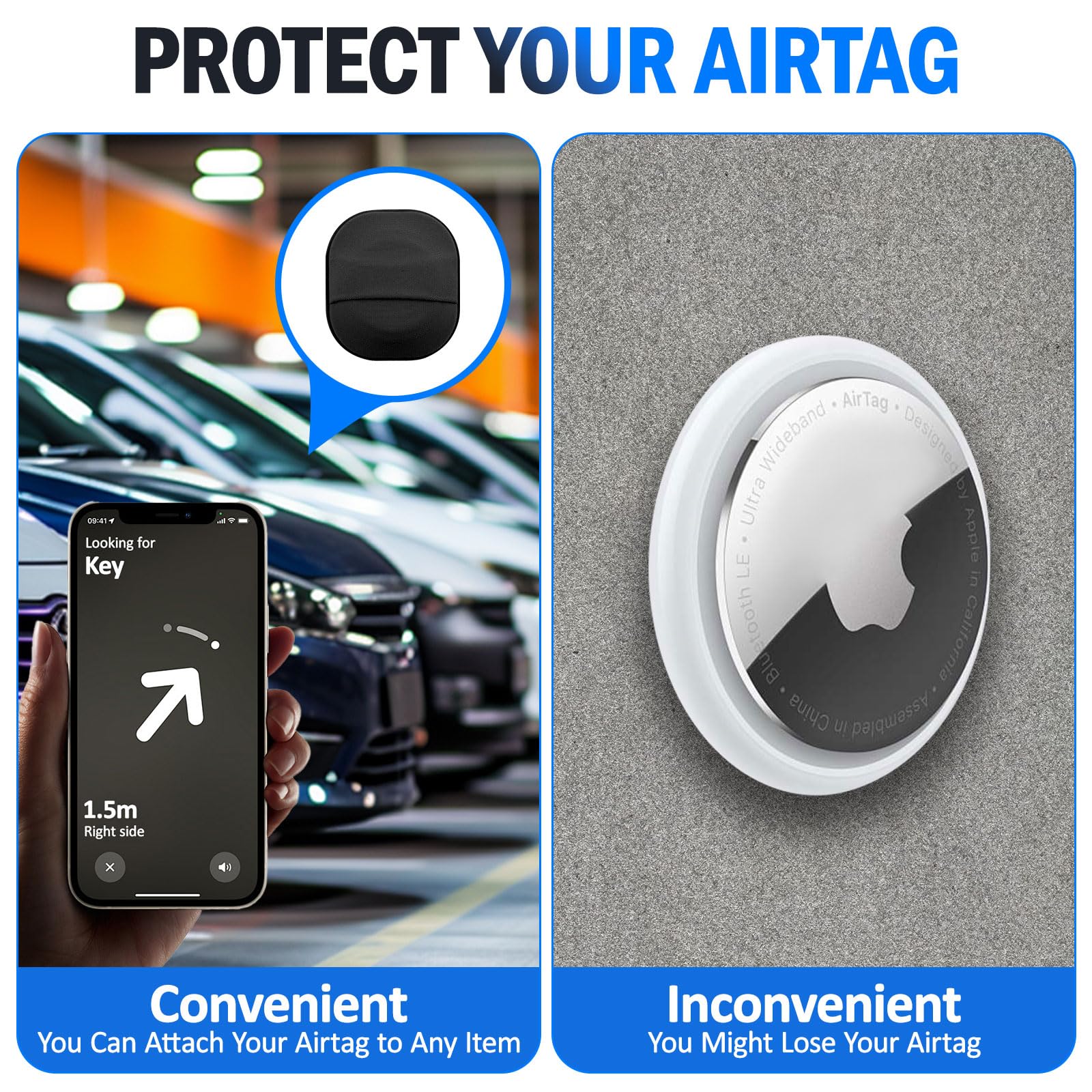 Lot de 4 supports adhésifs AirTag et Moto Tag, étuis en tissu avec dos 3M – Image 6