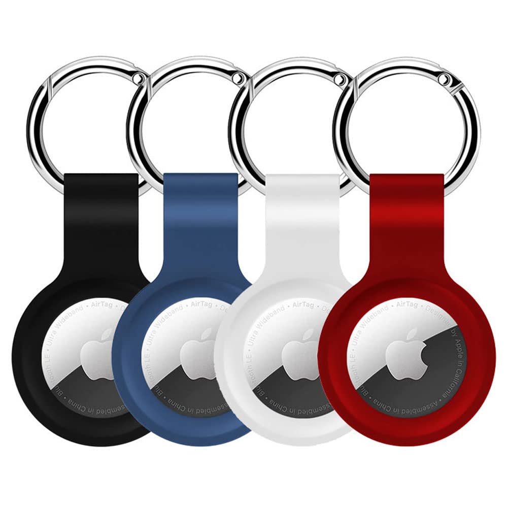 Lot de 4 étuis en silicone pour AirTag avec porte-clés
