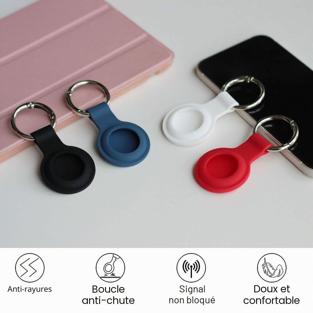 Lot de 4 étuis en silicone pour AirTag avec porte-clés – Image 4