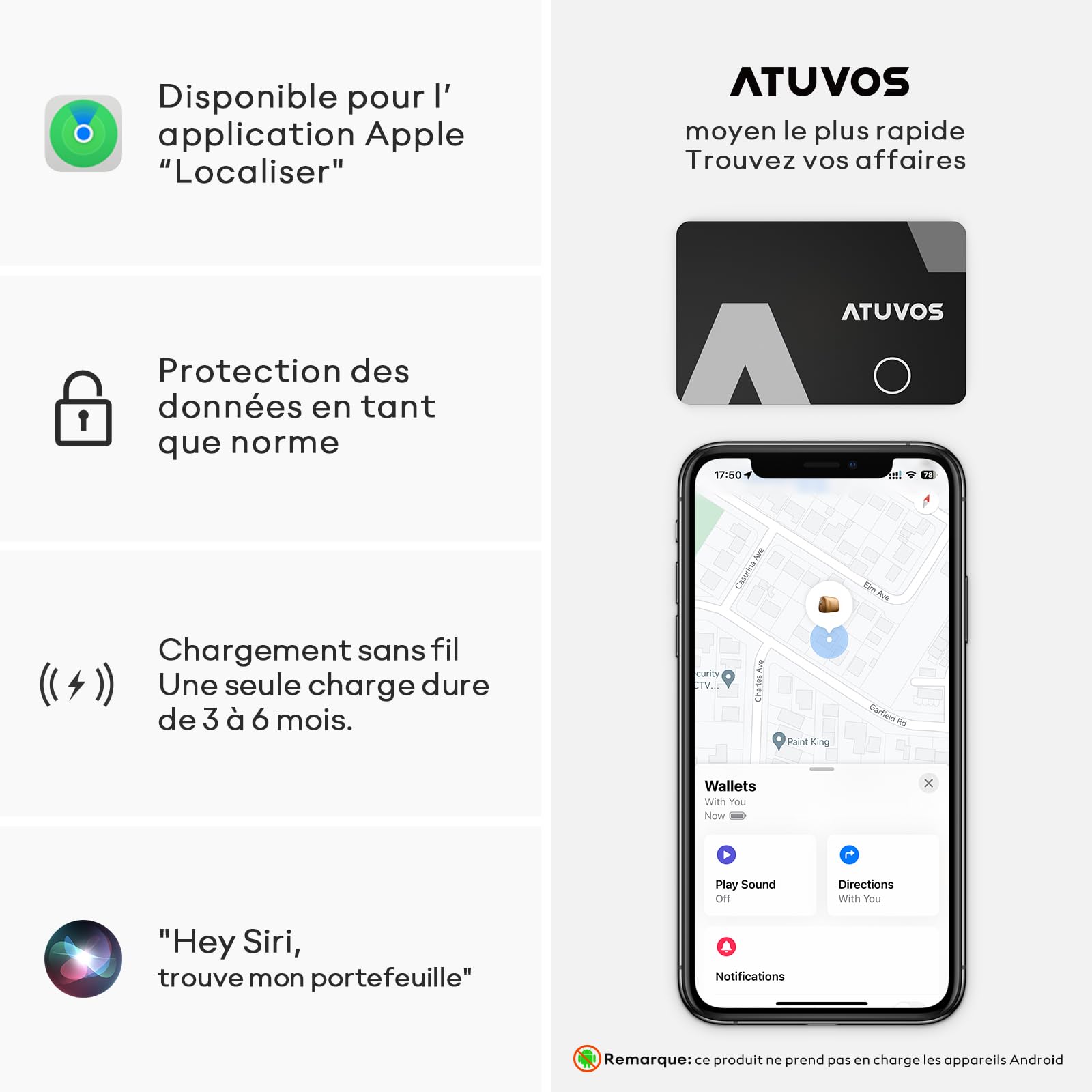 Porte-cartes AirTag ATUVOS Carte Rechargeable Ultra Mince 1.6 mm – Image 2