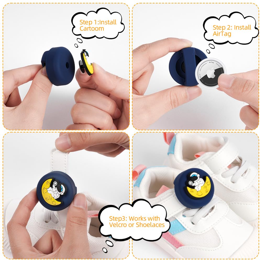 Étui AirTag pour lacets enfants AXFEE 4 motifs cartoon bleu – Image 5