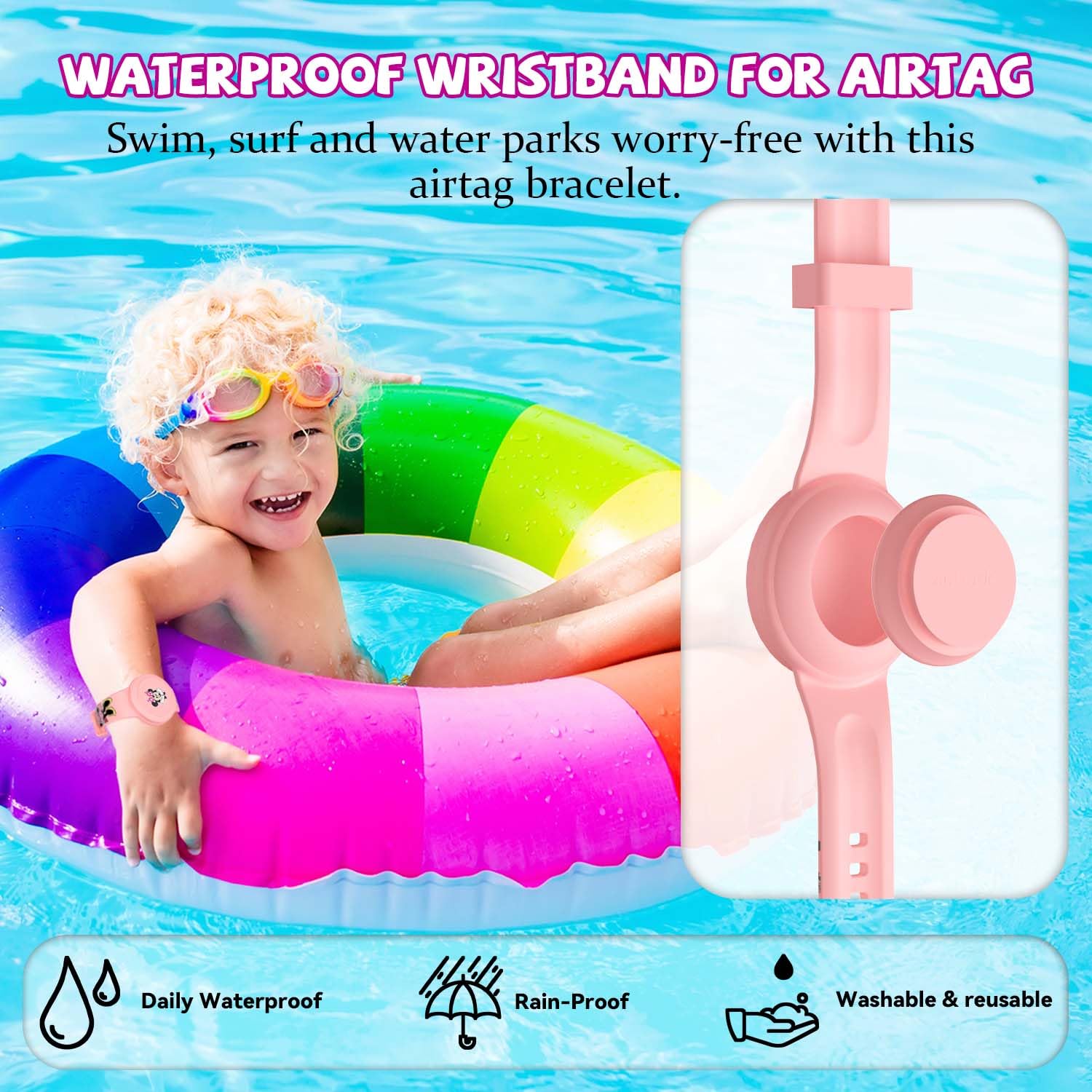 Bracelet Enfant AirTag Mignon Dessin Animé Réglable Silicone IP53 – Image 2