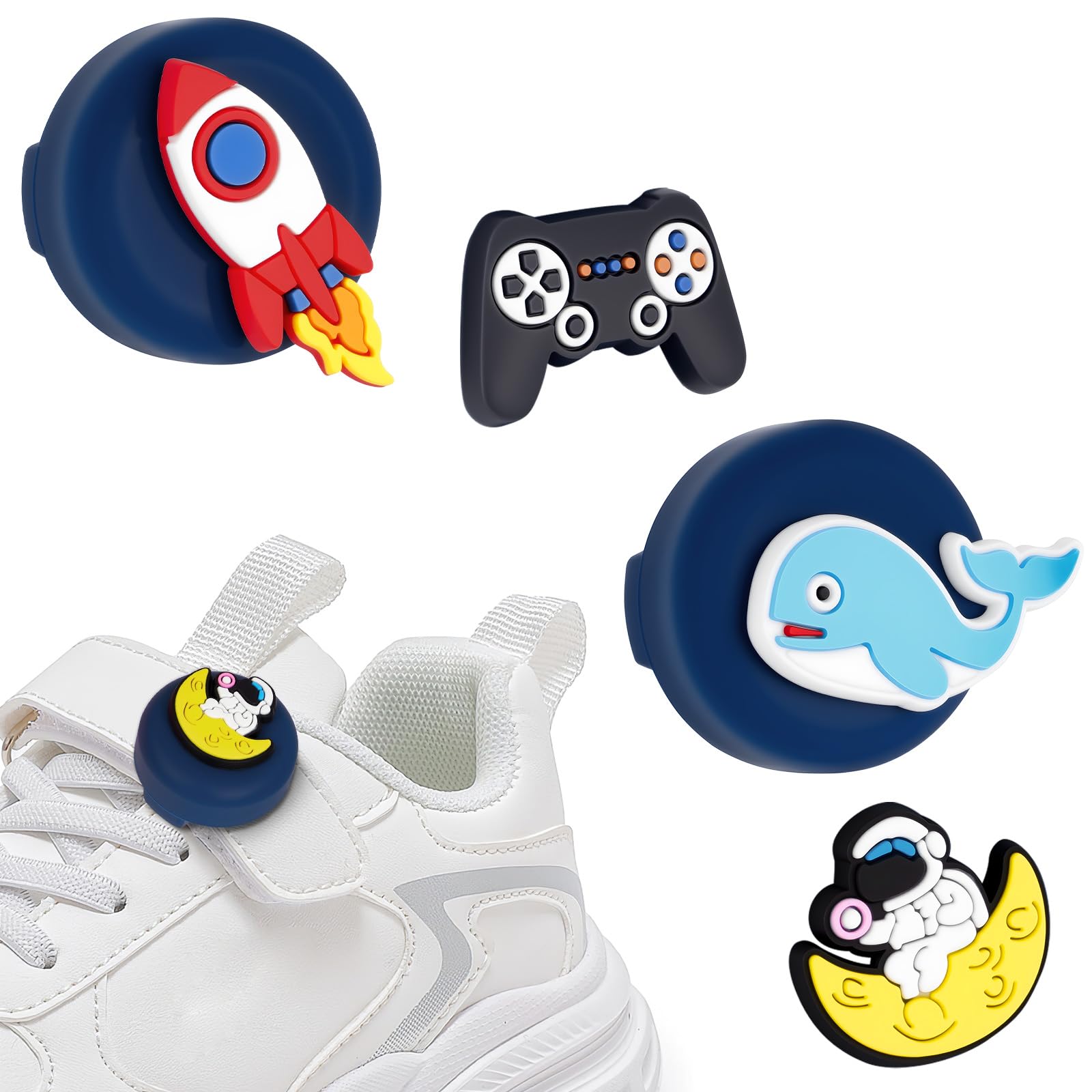 Étui AirTag pour lacets enfants AXFEE 4 motifs cartoon bleu