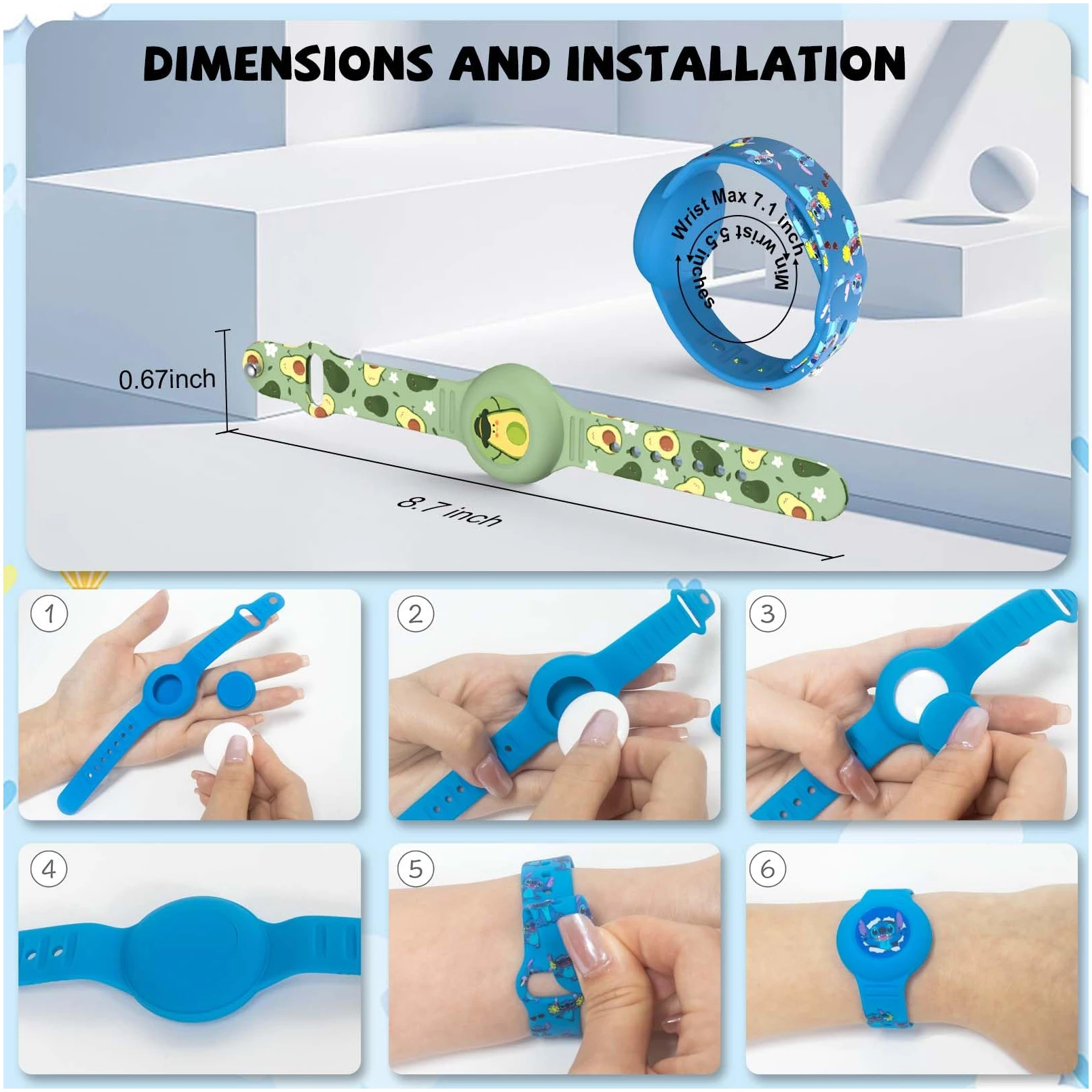 Bracelet enfant étanche AirTag, dessin animé réglable silicone souple anti-perte – Image 6